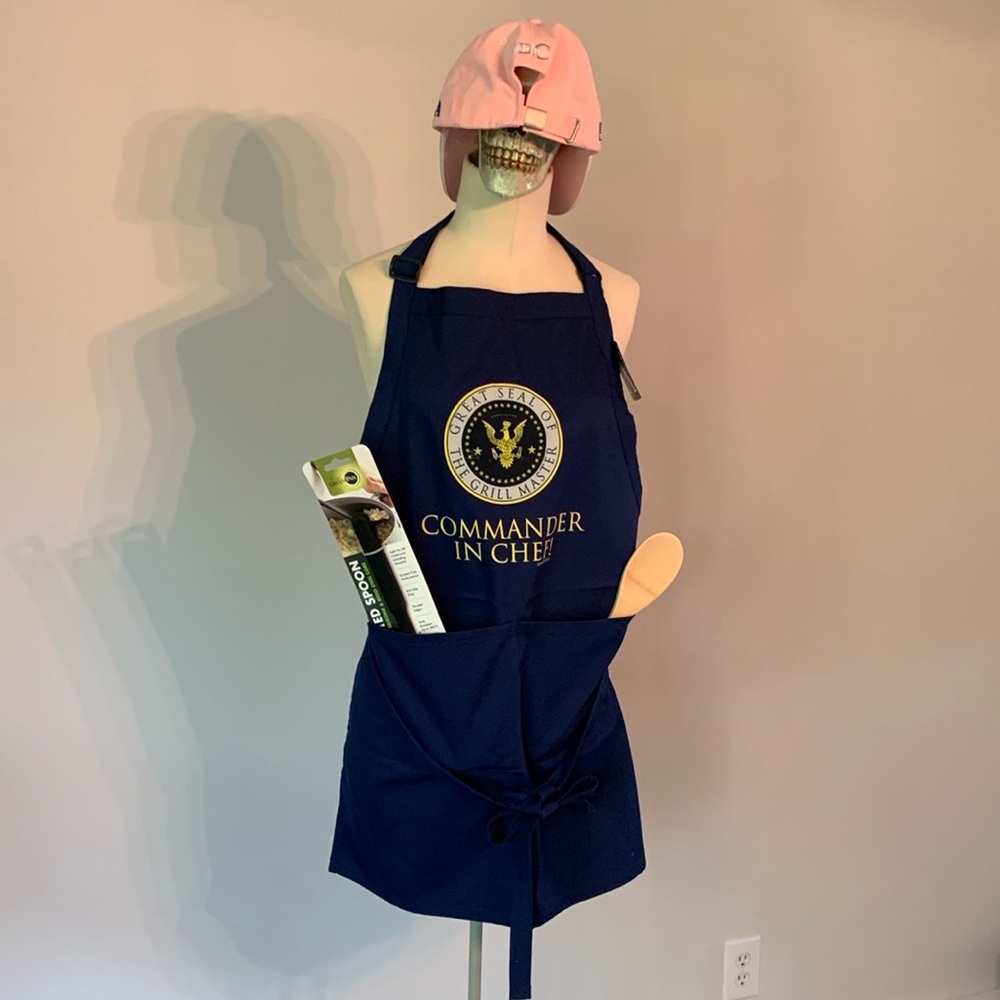 Grill Master AMERICA Navy Blue Commander in Chef Apron 4 pc Bundle Grill Master